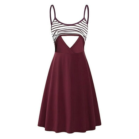 

wo-fusoul Summer Savings Clearance 2023! Maternity Dress for Photoshoot Fashion Print Sling Breast-Feeding Pregnant Woman Maternity Nursing Dress dresses for women 2023