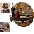 thumbnail image 2 of Estante de exhibición montado en la pared con cabeza de barril de whisky bourbon hecho a mano, con capacidad para 7 botellas, regalo ideal para los amantes del whisky (burlywood, 30 x 30 cm), 2 of 5