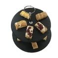 thumbnail image 3 of FELTECHELECTR Black Square Dessert Tiered Stand Two Tier for Thanksgiving 1Set, 3 of 8