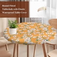 thumbnail image 5 of Round Table Cover 55-60 Inch Spring Botanical Waterproof Reusable Table Cloth Round Fitted Vinyl Tablecloth with Elastic Edged for Parties Outdoors, Watercolor Floral Flowers Botanical Yellow, 5 of 6
