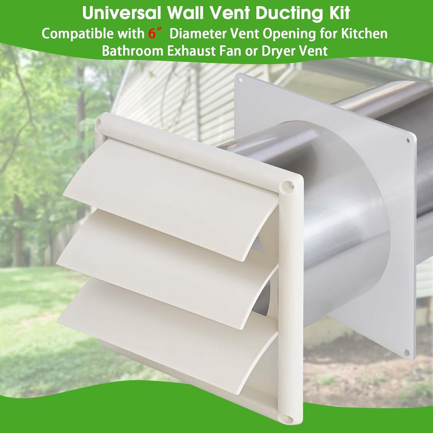6" Dryer Vent Kit with Hose/Duct Connector/Wall Plate, Dryer Vent Hose Connector Wall Ducting Kit for Bathroom Ventilation Fans Exhaust,Ceiling Washer Air Circulation