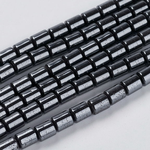 20 Strand Non-Magnetic Synthetic Hematite Beads Column Black 4x5mm Hole: 1mm 80pcs/strand 16 inch