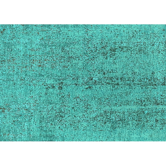 Ahgly Company Machine Washable Indoor Rectangle Oriental Turquoise Blue Industrial Area Rugs, 2' x 3'