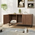thumbnail image 2 of Vabches Multi-Functional Cat Washroom Bench, Hidden Cat Litter Box Enclosure with 2 Doors & Cat Scratch Pad for 2 Cats, 2 of 9