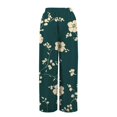 thumbnail image 4 of TRUBKH boho pants for women High Waist Wide Leg Pants Floral Solid Long Palazzo Pants Summer Print Boho Palazzo Pants High Waist Trousers With Pockets women's lounge boho outfits for women Brown L, 4 of 6