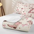 thumbnail image 4 of Erosebridal Pink Cowboy Boot Bow Letter Z Quilt King, Western Cow Print King Coverlet Set for Girls, 3-Piece, 4 of 7