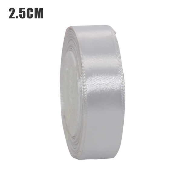 Matsuzay (25 yardas/rollo) cintas de satén de seda decoración de envoltorio de regalo cintas de Navidad DIY suministros hechos a mano cinta Kits de decoración para fiestas Blanco 2.5 cm Matsuzay HA002027-05