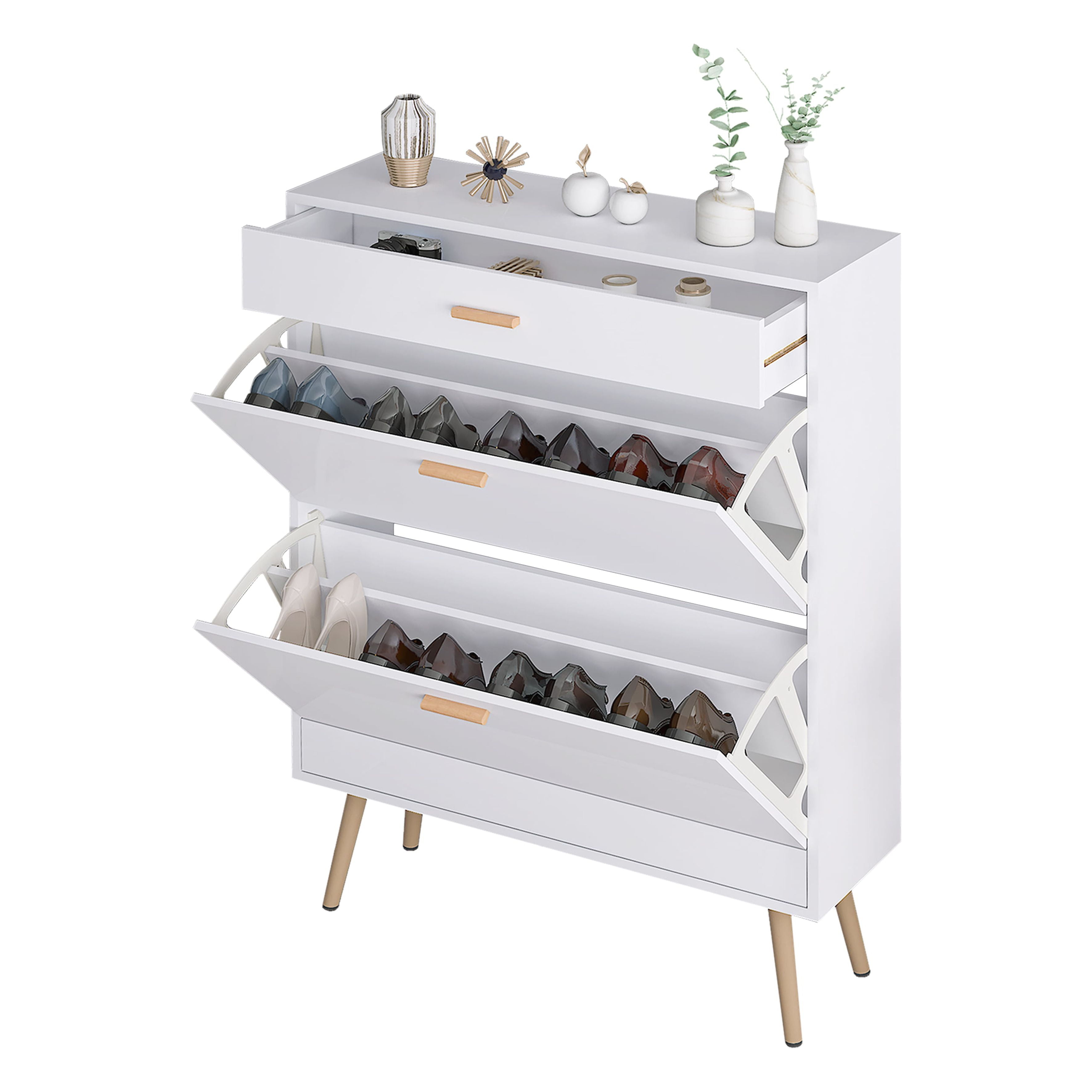 AsterOutdoor Shoe Cabinet MDF 9.45×31.5×43.7 White