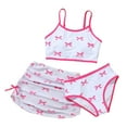 thumbnail image 3 of vigerkar Girls 3 Piece Swimsuits Bathing Suit Cute Ruffle Bow Print Bikini Set with Skirt Kids Swimwear Size 8-12 Years (Watermelon Red, 10Y), 3 of 7