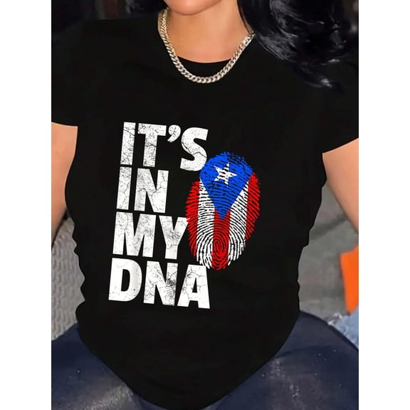 It's in My DNA Puerto Rico Rican Flag T Shirt Men Women T-Shirt Graphic Tee summer Tops For Women Round Neck Fashion Cotton shirts