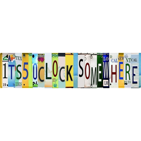 Five O Clock Somewhere Unique Metal, Bar, Diner, Pub,Fun Kitchen Decor Garage Home Wall Decor Poster Retro Vintage 4x16 Inch Tin Sign