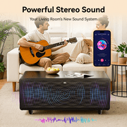 Smart Coffee Table with Dual-Drawer Cooling, Freezer Function, Wireless Charging, Bluetooth Speakers & LED Lights – Perfect for Modern Living Spaces