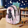 thumbnail image 3 of Garronmavis Full Pink Cherry Blossom Watercolor Black Horse Kids Backpack Pack, 17 Inch Romantic Floral Spacious Bookbag Comes with Thermal Lunch Box, Stationery Bag and Water Bottle Carrier, 3 of 8