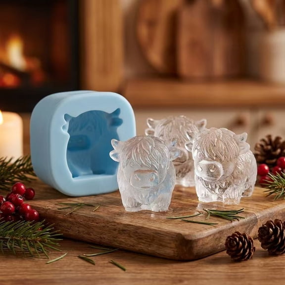 Mini Highland Cow Ice Cube Mold – Cute 3D Ice for Drinks, Parties & Gifts Creative Personality Single Silicone Mold