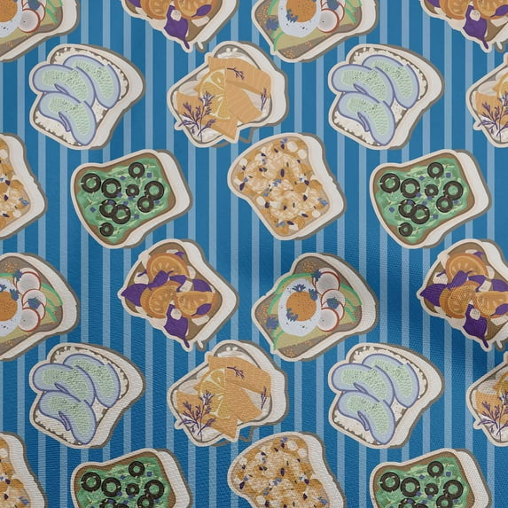 oneOone Cotton Poplin Medium Blue Fabric Food Quilting Supplies Print Sewing Fabric By The Yard 56 Inch Wide
