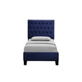 thumbnail image 2 of JERFIT Twin Size Upholstered Platform Bed Frame with Headboard, Navy Blue Fabric, Solid Wood Structure, Easy Assembly, 2 of 6