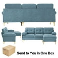 thumbnail image 5 of INGALIK Convertible Sectional Sofa Couch, L-Shaped Couch with Reversible Chaise Lounge, Chenille Fabric Modern Sofa for Living Room, Apartment, Office, 3 Seats, Light Blue, 5 of 12