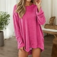 thumbnail image 2 of Telankuip Long Sleeve Loose Fit Casual Waffle T-Shirts for Women Oversized Soft Comfortable Solid Color Tees Crewneck Fall Pullover Tops 2025 Fashion Street Style Outfits Hot Pink XL, 2 of 5