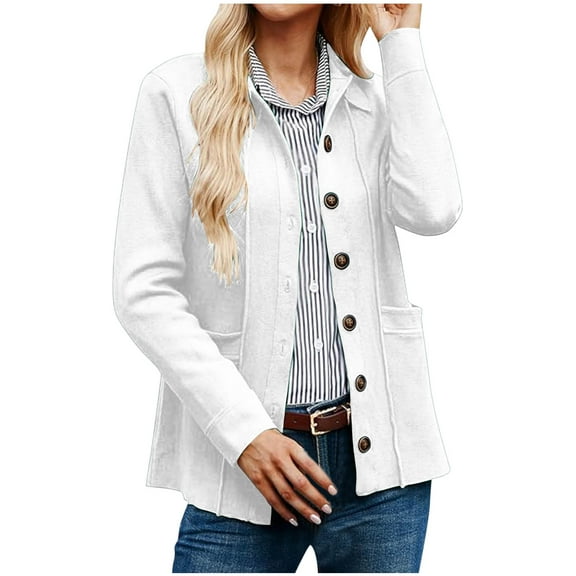 Kaemgyyd Women Casual Coat Lightweight Button down Long Sleeve Shacket Jacket Fall Solid Color Outwear with Pockets
