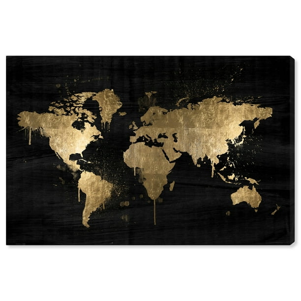 runway avenue maps and flags wall art canvas prints mapamundi gold world maps black white walmart com
