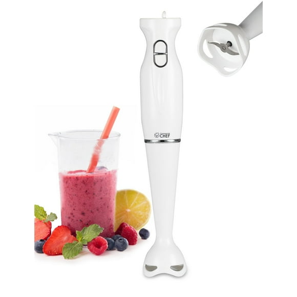 COMMERCIAL CHEF Mélangeur à immersion, mélangeur à main avec lames en acier inoxydable, mélangeur à immersion avec moteur silencieux, mini mélangeur électrique pour des aliments délicieux