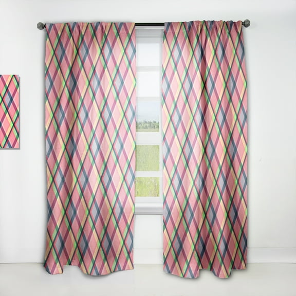 Designart 'Tartan Texture Geometrical Retro I ' Mid-Century Modern Curtain Panel