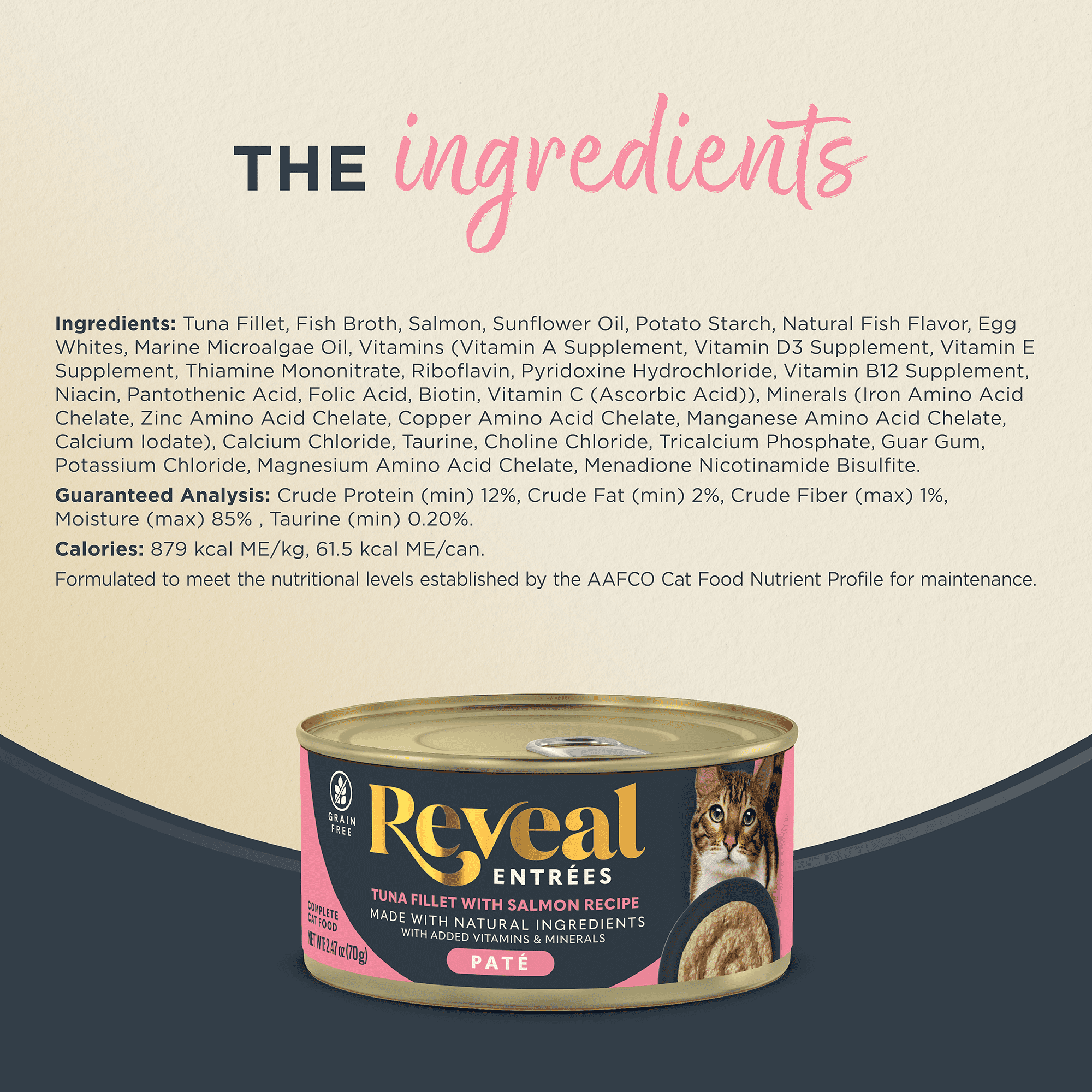 Reveal Tuna Fillet with Salmon Recipe Entrée Paté, 24 count, 2.47 oz Cans