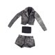 thumbnail image 1 of Conjunto de chaqueta corta, pantalones cortos y top de tubo a escala 1/6, accesorios portátiles y suaves para disfraces. Gris negro, 1 of 9