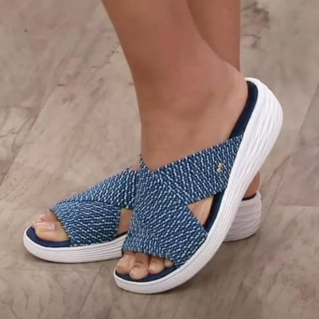 

pafei tyugd Flip Flops Women Open Toe Flatform Platform Crisscross Band Upper Trendy Slide Sandals Size 7