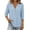 Sky Blue, variant on Women's V-Neck Button Down Blouse 3/4 Sleeve Regency Loose Fit Lightweight Casual Top Yellow Size S