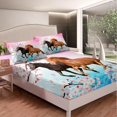 thumbnail image 3 of Horse Sheet Set King Cherry Blossom Galloping Horses Bedding Set Women Soft and Cozy Pink Floral Farmhouse Bed Sheets Set Bedroom 3D Wild Animal Decor Microfiber Bed Set, 3 of 6