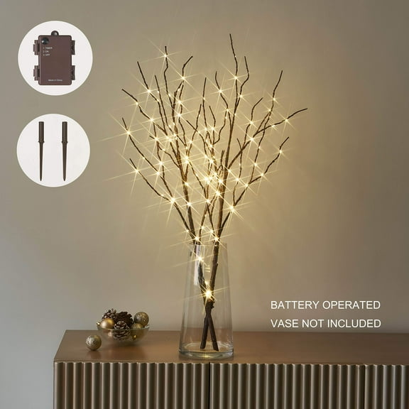 Lighted Branches, 32" Twig Tree with Lights with 100 Warm White LEDs , Fairy Lights Tree, Battery Operated with Timer, Willow Branch Lights for Home Decor, Wedding & Lighted Christmas Decorations
