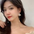 thumbnail image 3 of Pearl Flower Earrings Pearl Drop Earrings White Dangle Flower Earrings Prom Wedding Earrings Birthday Party Jewelry Gifts Women, 3 of 4