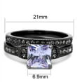 thumbnail image 2 of Luxe Jewelry Designs 2-Piece IP Light Black Wedding Ring Set with Light Amethyst CZ Stones, Size 9, 2 of 4