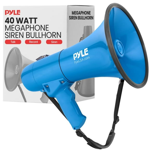 Megaphone Siren Bullhorn Speaker, Portable and Lightweight Automatic Bullhorn For Indoor and Outdoor Use (Blue)