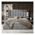 thumbnail image 2 of GDF Studio Luxurious Velvet King Bed with USB Port & Reading Lamp, Grey, 2 of 5
