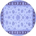 thumbnail image 1 of Ahgly Company Indoor Round Oriental Blue Traditional Area Rugs, 3' Round, 1 of 4