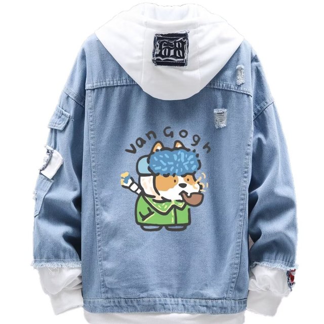 Chaqueta Denim estilo causal Creative Design Q version Van gogh