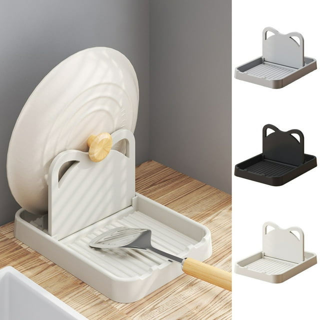 Sentmoon Kitchen Countertop Foldable Lid Stand Cats Ear Pot Lid Rack Spatula Holder Spoon Organizer Easy Clean Space Saving for Kitchen Counters Utensils Cutlery