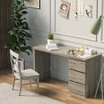thumbnail image 4 of Computer Desk with Drawers, Wood Work Desk, Home Office PC Desk Workstation with Storage, Modern Gaming Computer Table for Bedroom, Living Room, 53.5 inches, Gray Oak, 4 of 5