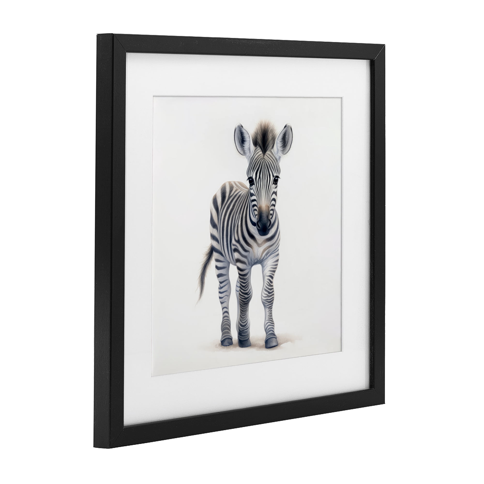 Stupell Industries Friendly Zebra Foal Black Framed Print Under Glass, design by Ray Powers