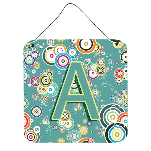 Carolines Treasures CJ2015-ADS66 Letter A Circle Circle Teal Initial Alphabet Wall or Door Hanging Prints 6HX6W