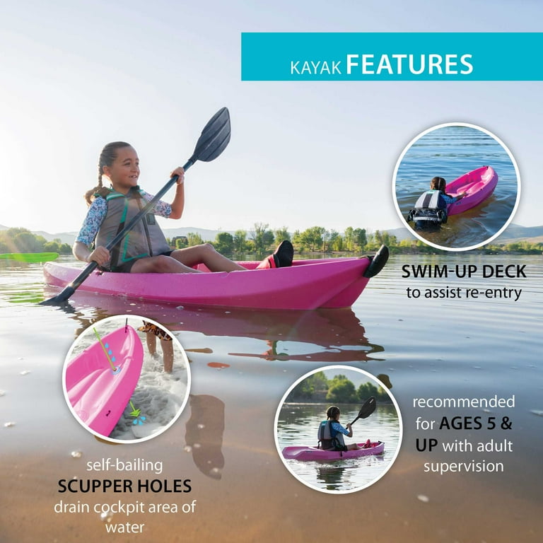 Lifetime Wave Kids Paddle 6 ft Youth Kayak, Pink (90098
