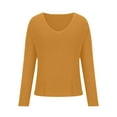 thumbnail image 4 of Virmaxy Sweaters For Women Candy Color Deep V Neck Fleece Sweater Fall And Winter Fashion Temperament Long Sleeve Pullover Jumper Tops Yellow XL, 4 of 6