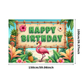 thumbnail image 2 of Yatrandify Tropical Design Birthday Banner Colorful Decoration Party Backdrop Floral Elements Flamingo Background for Birthday Celebration Kids Event Indoor Party, 2 of 7