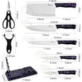 thumbnail image 7 of Kitchen Knife Set, 8-Pieces Purple Textured Kitchen Knife Block Set, Sharp Stainless Steel Chef Knife with PP Ergonomic Handle, Cooking Knife Set for Cutting Meat Vegetable, 7 of 7