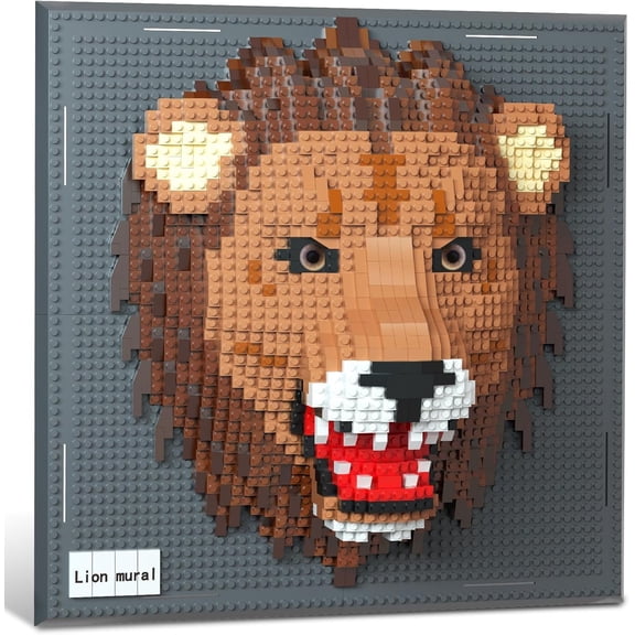 Lion Animal 3D Wall Art Micro Mini Building Blocks Set for Adults, Unique Home Wall Decor or Table Display, No Compatible with Lego, Ideal Birthday Christmas Toy Gift for Teens (1889 PCS)