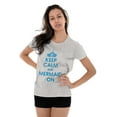 thumbnail image 4 of Keep Calm Mermaid On Beach Day Cute Womens Fitted Plus Size Graphic Tee Brisco Brands 3X, 4 of 5