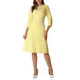 thumbnail image 2 of INSPIRE CHIC Edition Women's A-Line Dress Contrast Color Wear-to-Work Tweed Trim Dresses XL Yellow, 2 of 5