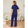 thumbnail image 3 of Ekouaer Womens Pajama Sets Button Down Pjs 2 Piece Short Sleeve Sleepwear with Pants Soft Loungewear, 3 of 6